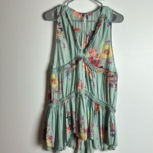 Free People Purple Haze Light Blue Floral Printed Sleeveless Tunic S